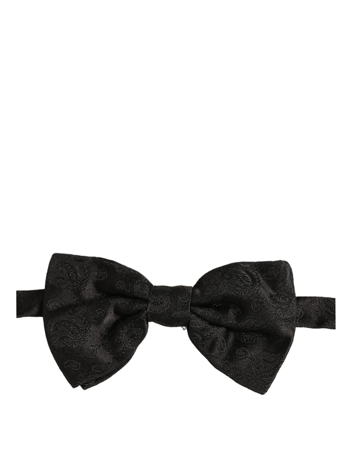 Dolce & Gabbana Men Black Paisley Silk Adjustable Neck Papillon Bow Tie