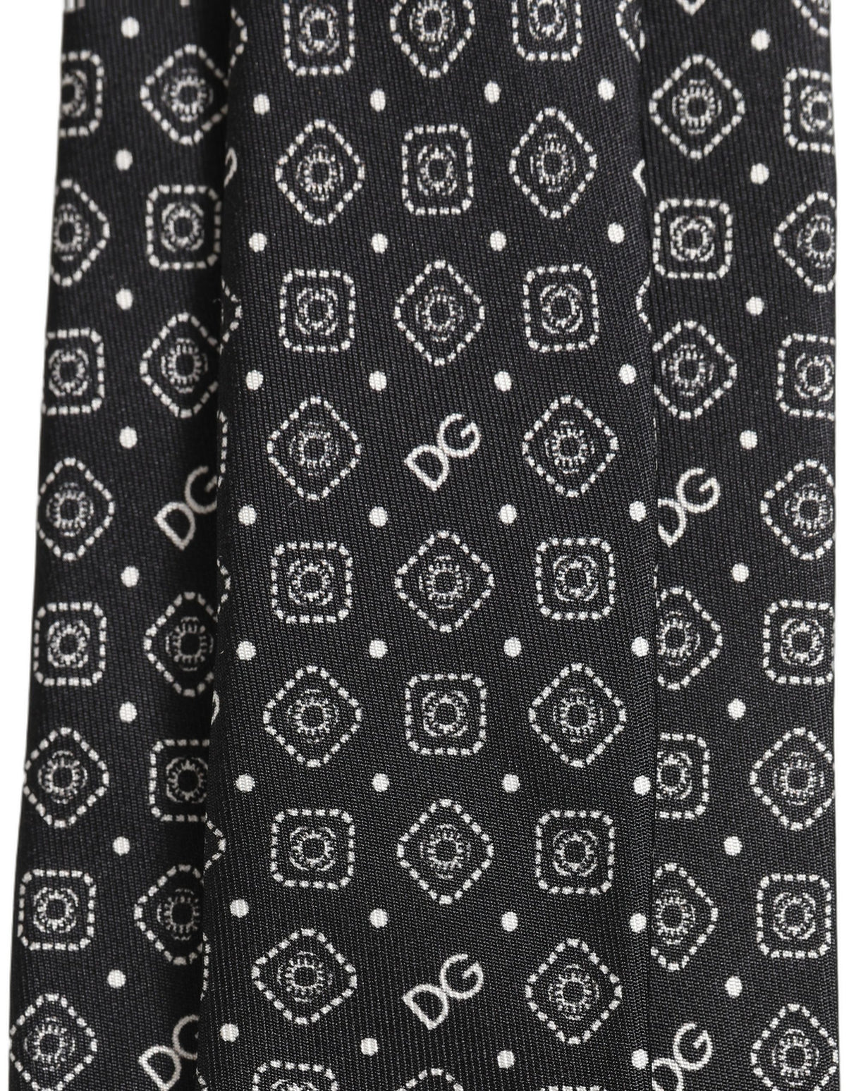 Dolce & Gabbana Men Black DG Logo 100% Silk Adjustable Tied Necktie Tie