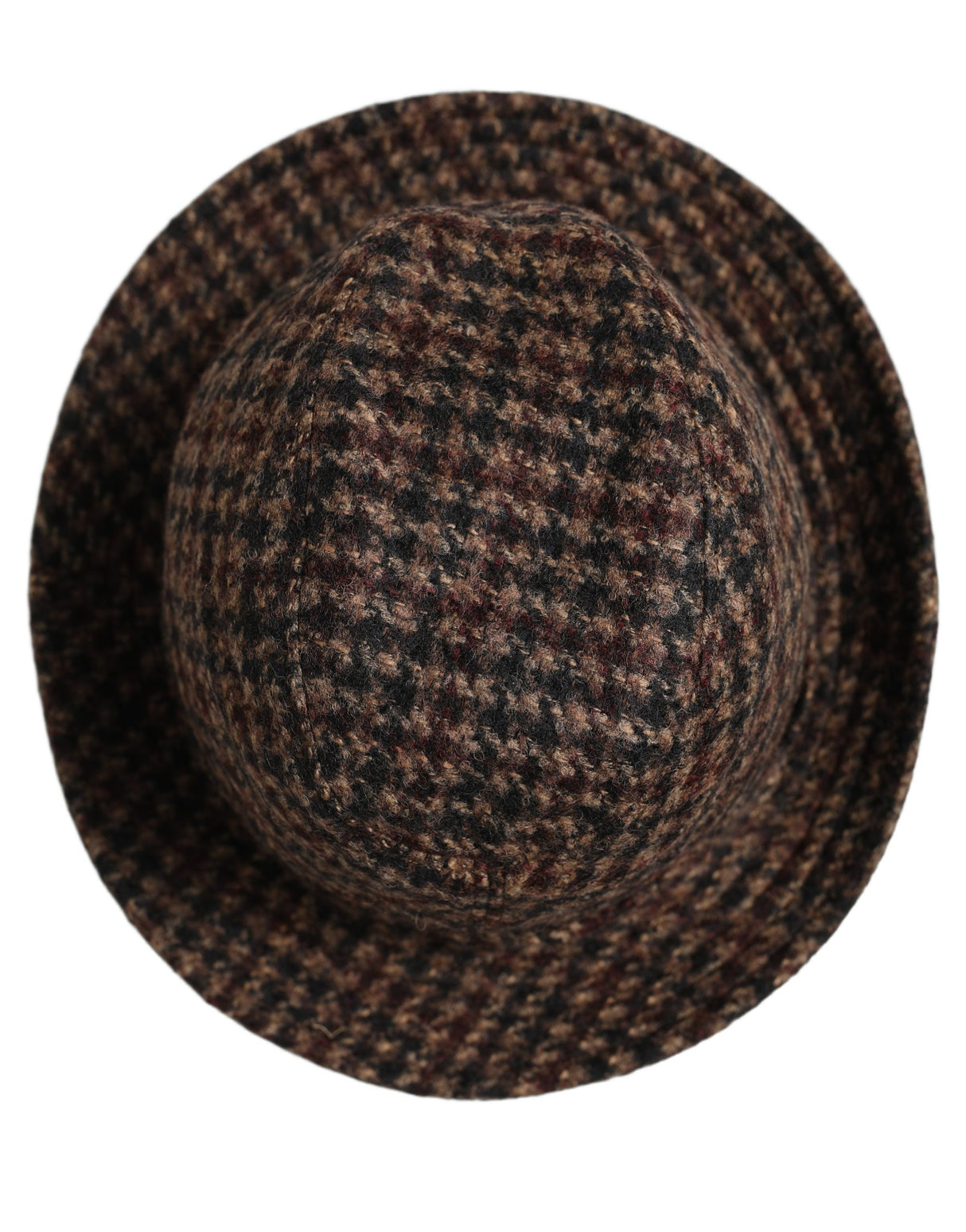 Dolce & Gabbana Brown Checkered Wool Tweed Fedora Capello Hats