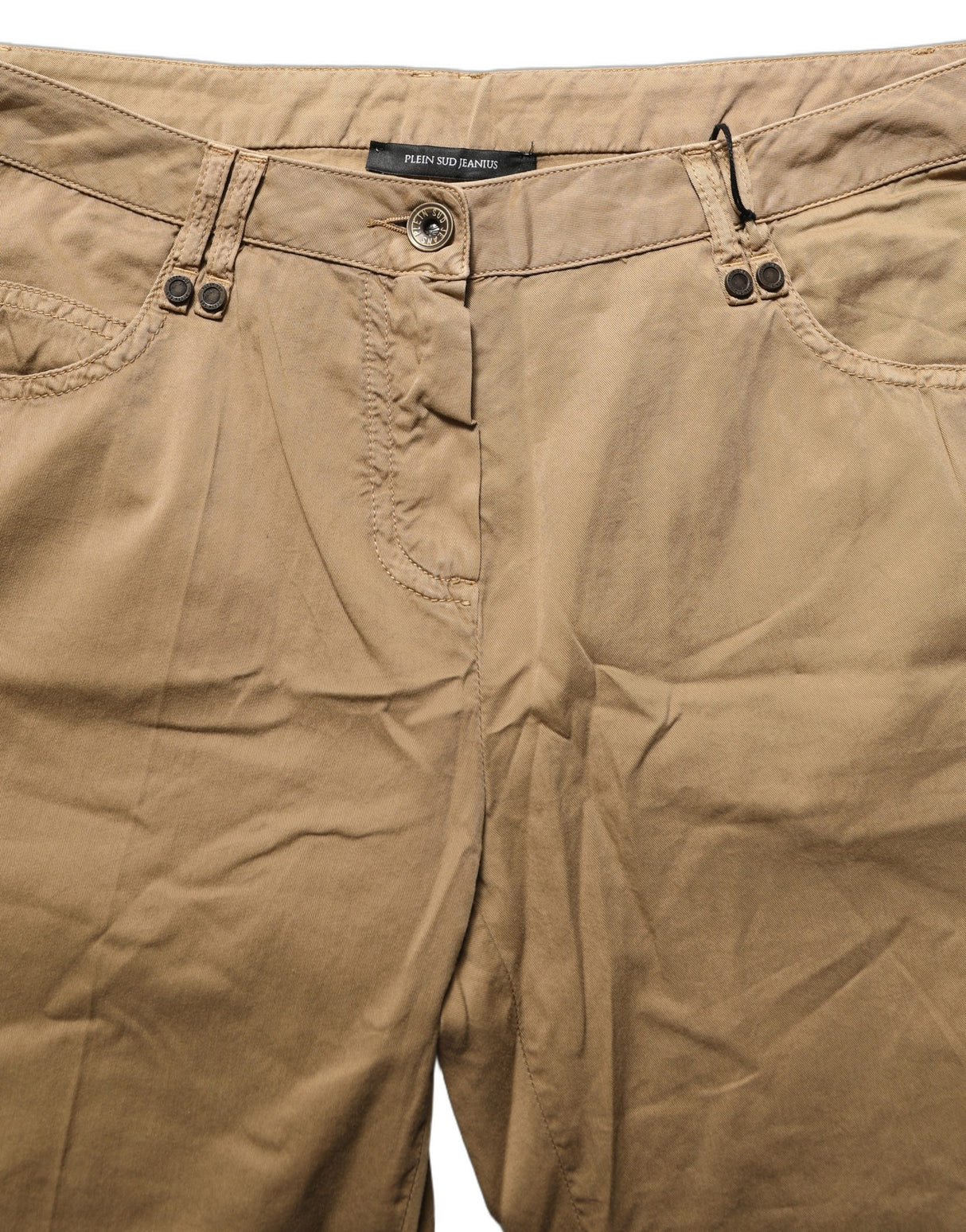 PLEIN SUD Brown Straight Cotton Stretch Chino Pants