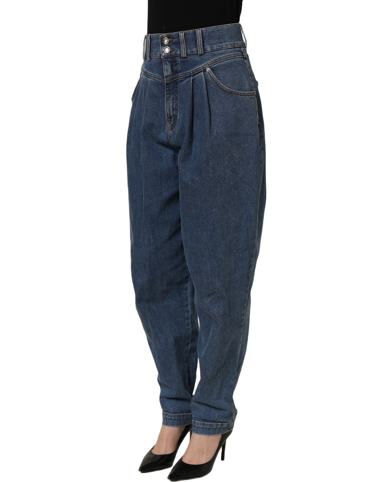 Dolce & Gabbana Dark Blue Cotton Stretch Tapered Denim Jeans