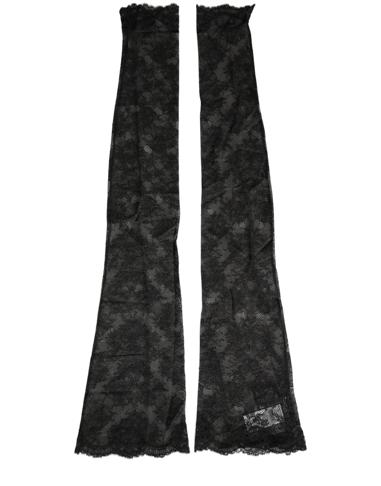 Dolce & Gabbana Black Floral Lace Nylon Stretch Knee High Socks