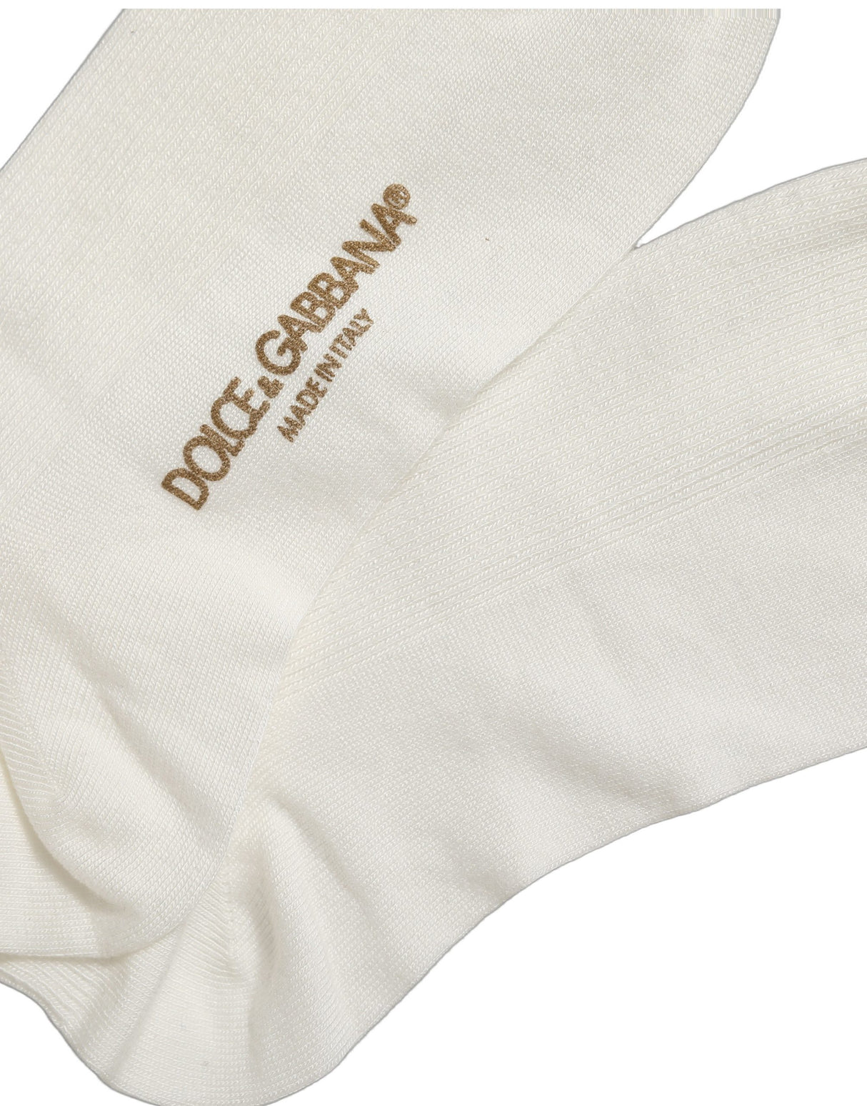 Dolce & Gabbana White Crown Embroidery Knee High Accessory Socks