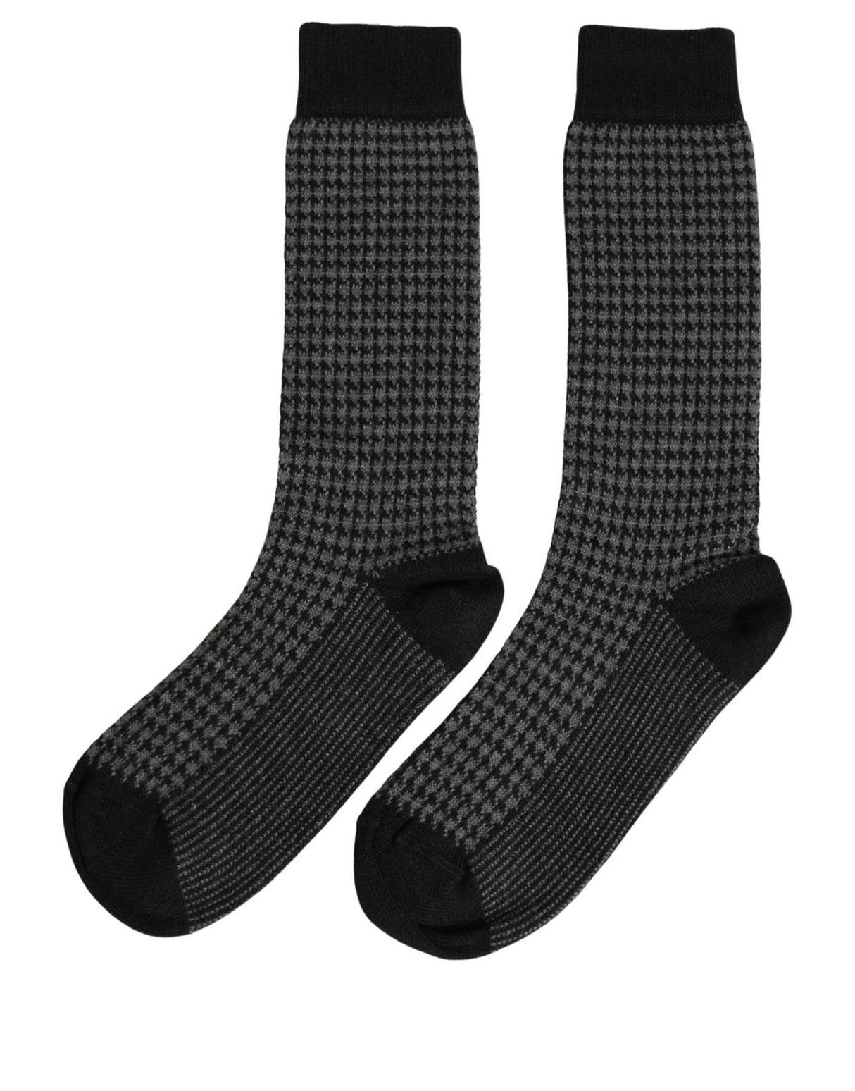 Dolce & Gabbana Black Wool Houndstooth Over Calf Accessory Socks