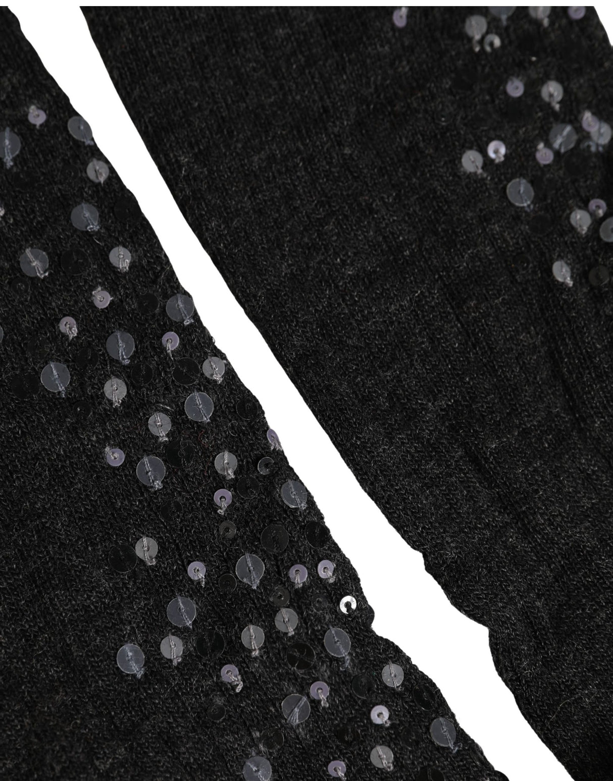 Dolce & Gabbana Dark Gray Sequined Wool Knee High Accessory Socks