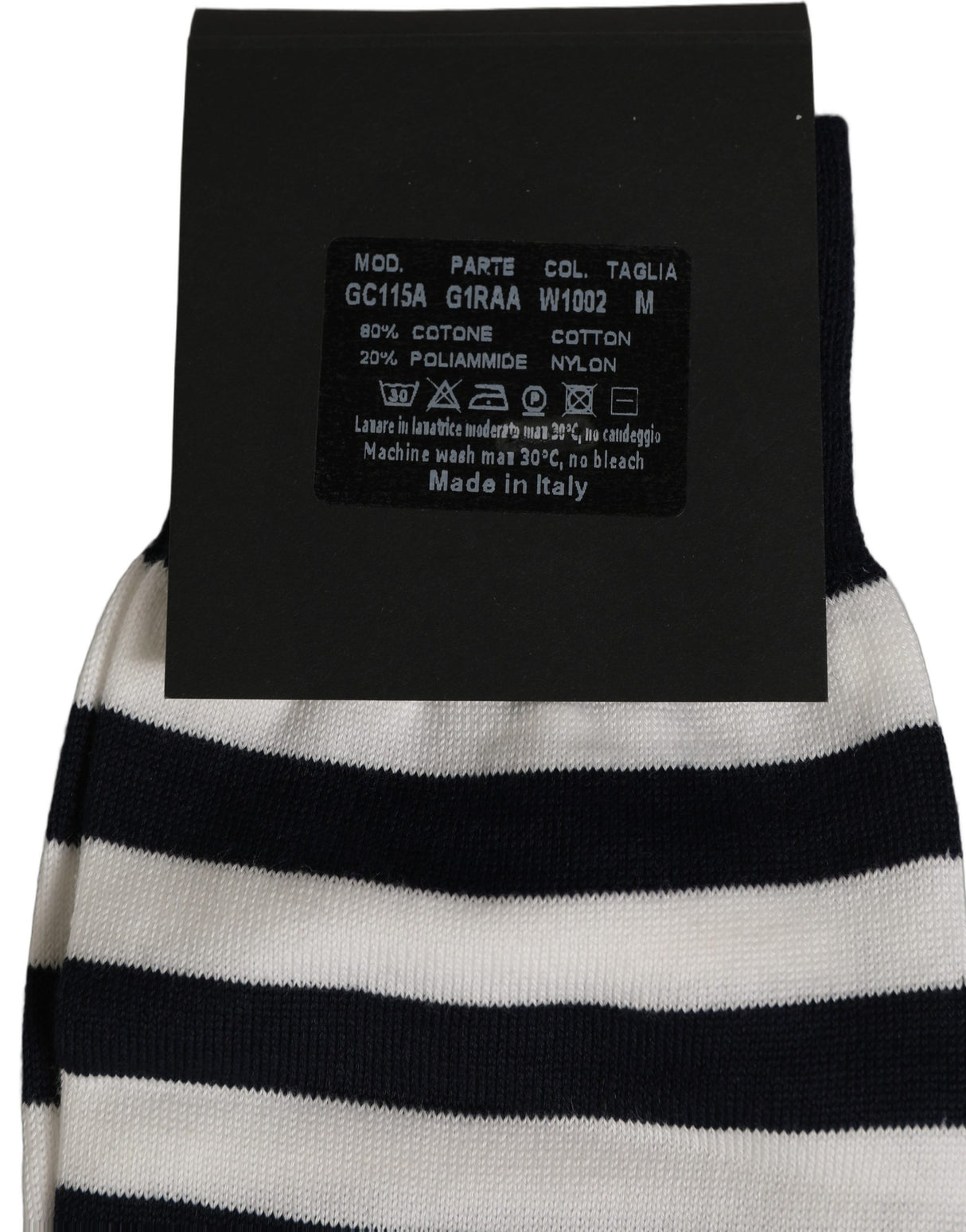 Dolce & Gabbana Black White Stripes Cotton Mid Calf Accessory Socks