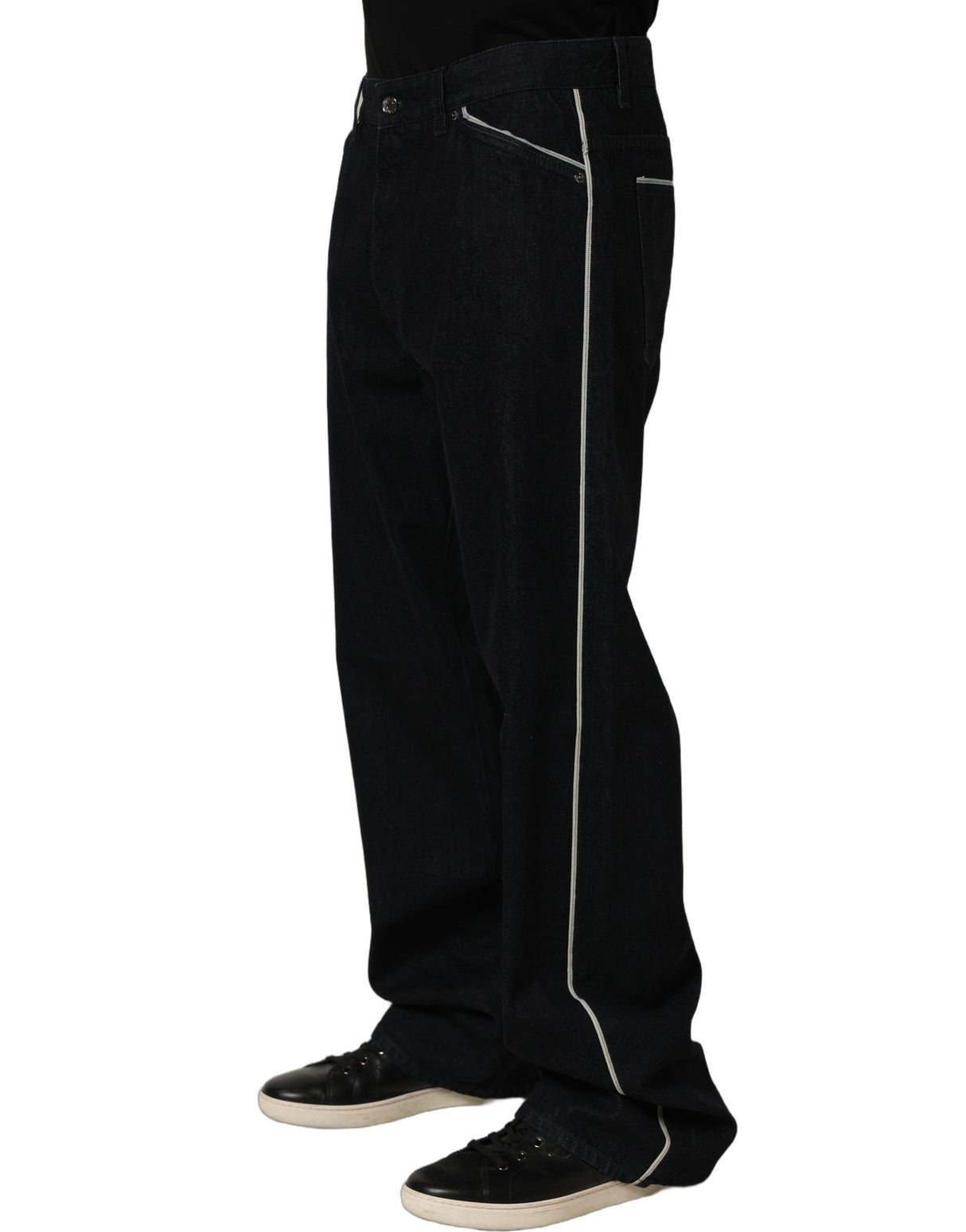 Dolce & Gabbana Black Cotton Stretch Straight Men Denim Jeans