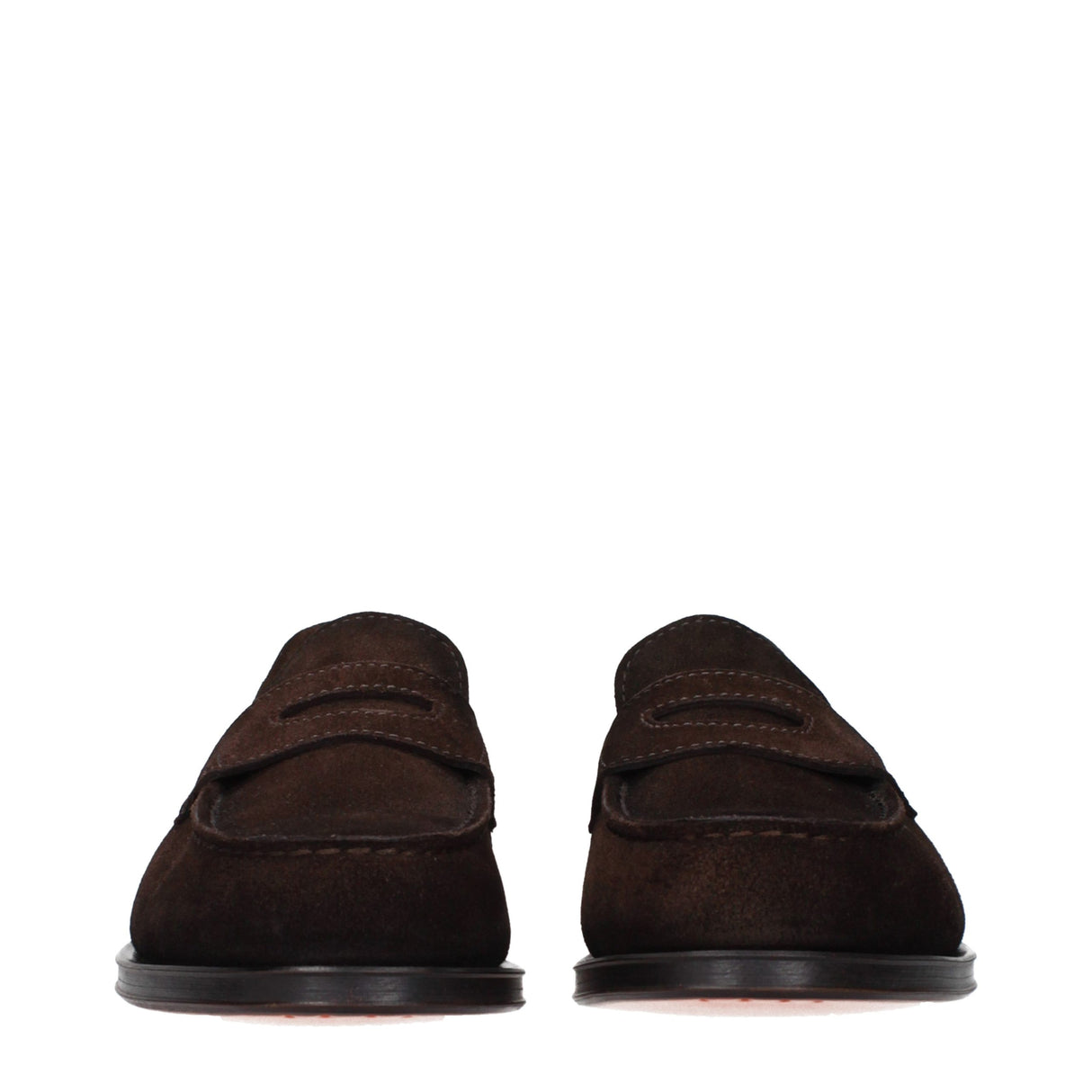 Santoni Brown Leather Slip-On Loafers