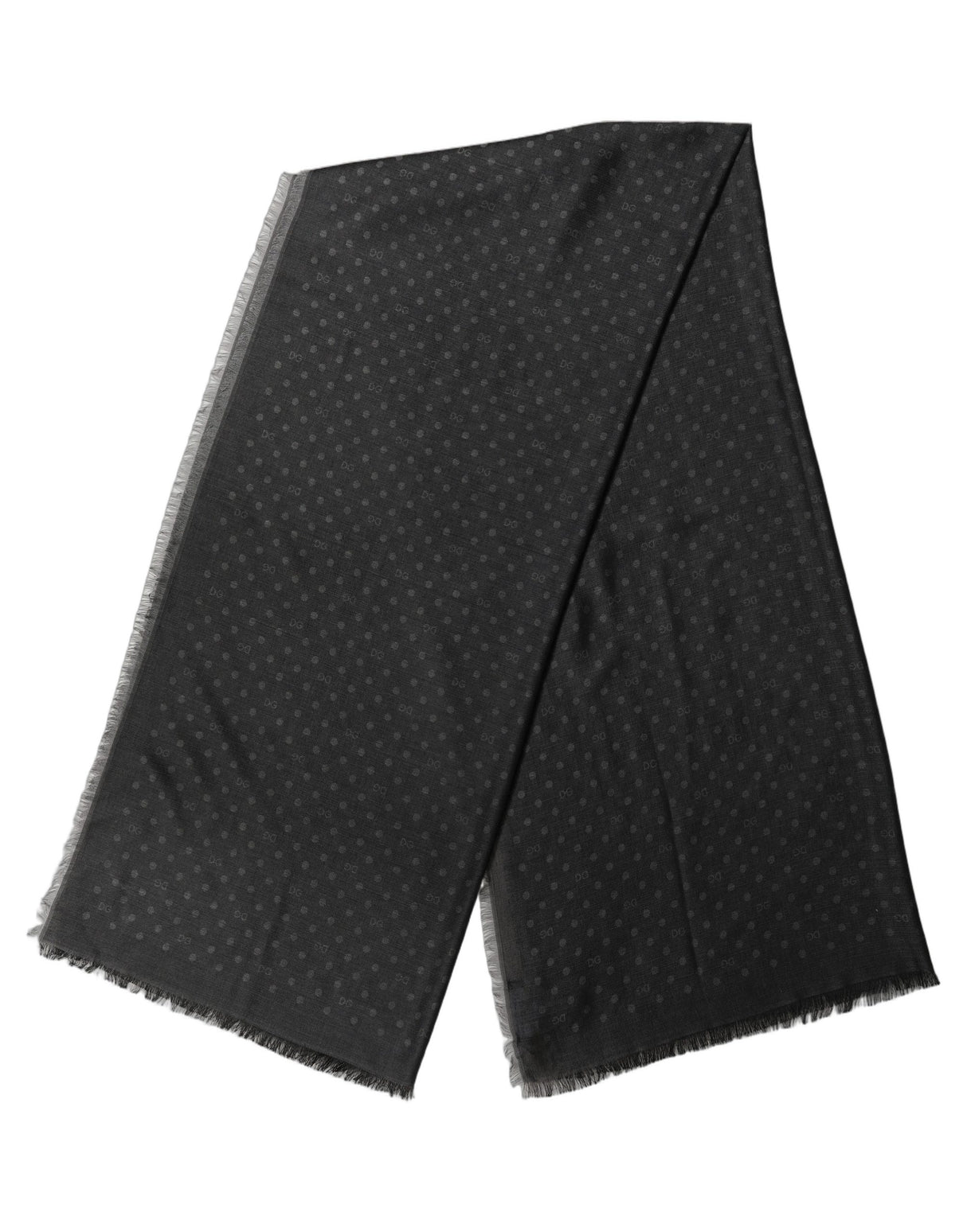 Dolce & Gabbana Men Black Viscose Polka Dot Fringe Shawl Lace Stole