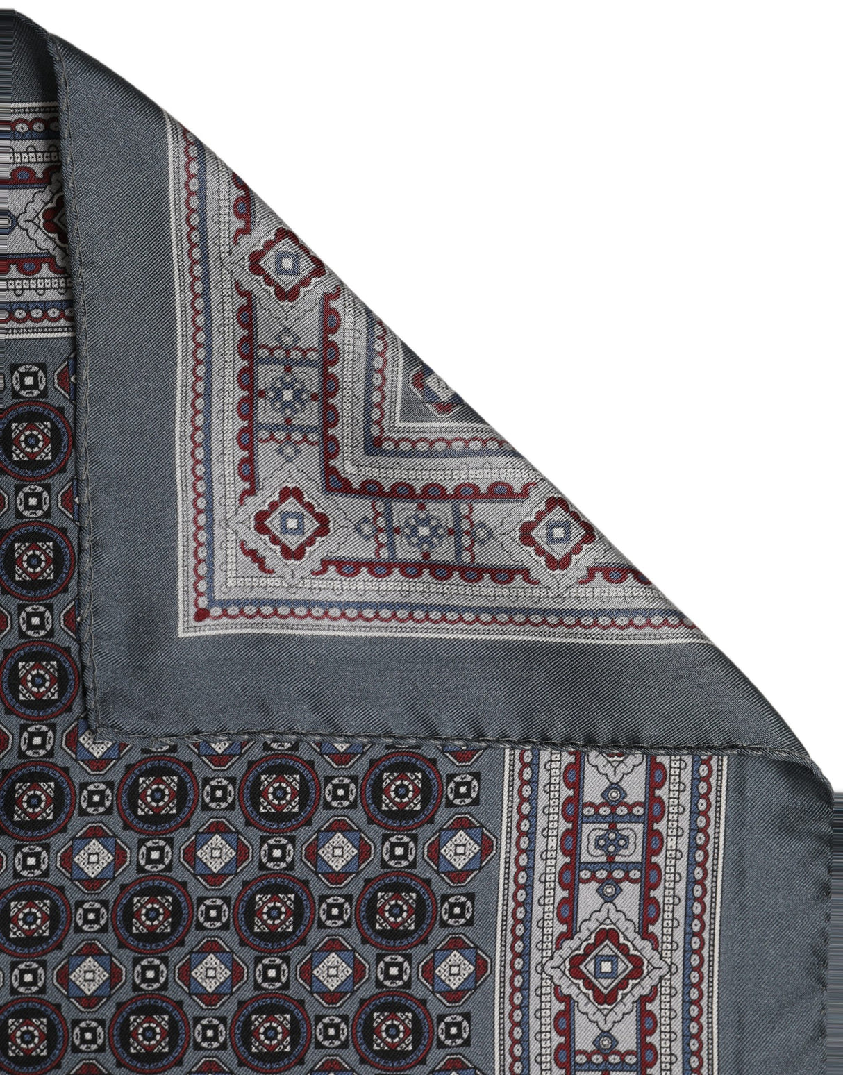 Dolce & Gabbana Gray Geometric Pocket Square Foulard Scarf