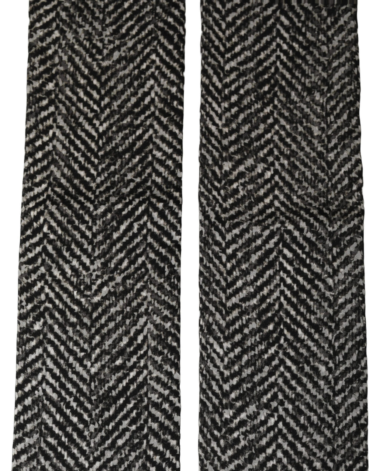 Dolce & Gabbana Black White Herringbone Tweed Shawl Scarf