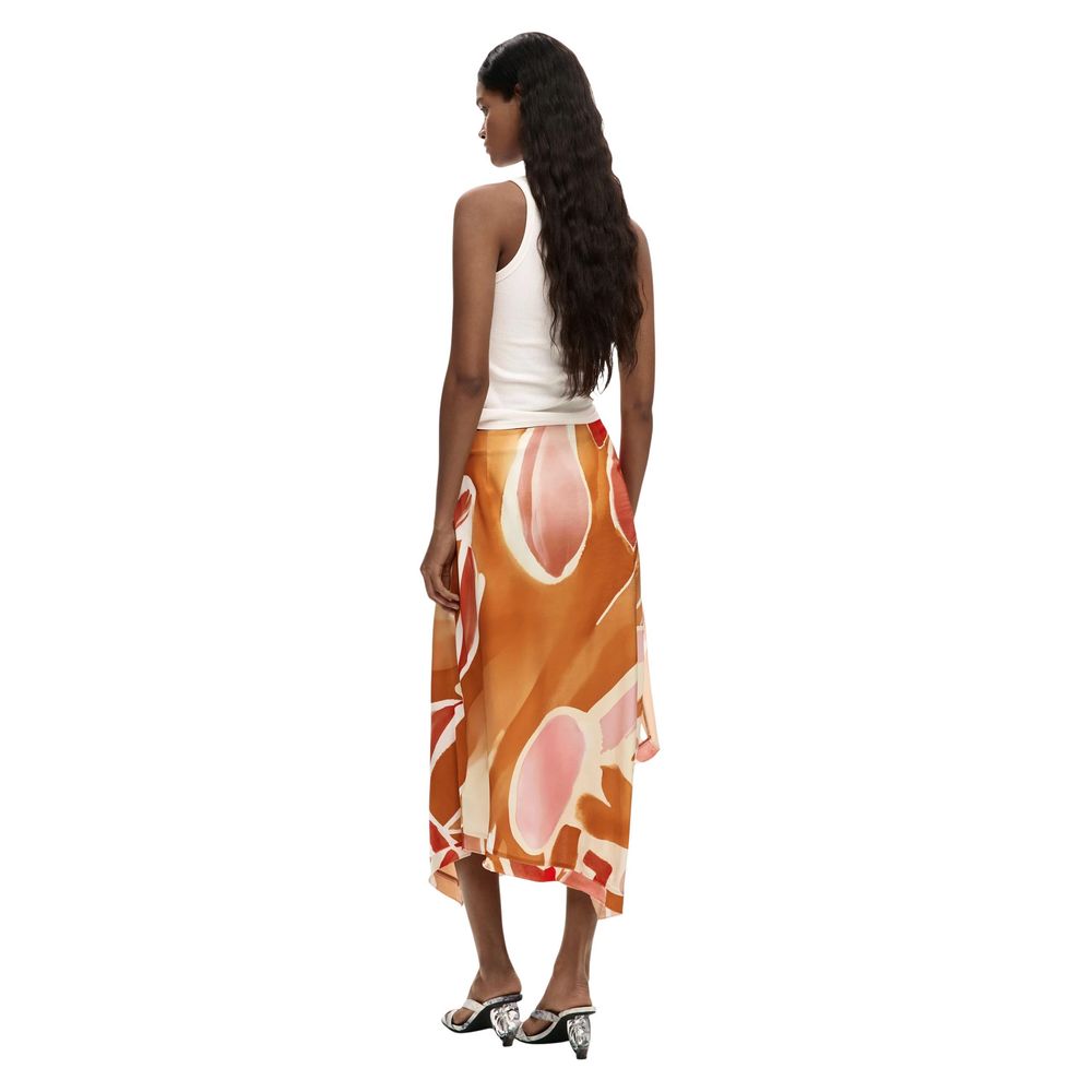 Desigual Orange Viscose Long Skirt