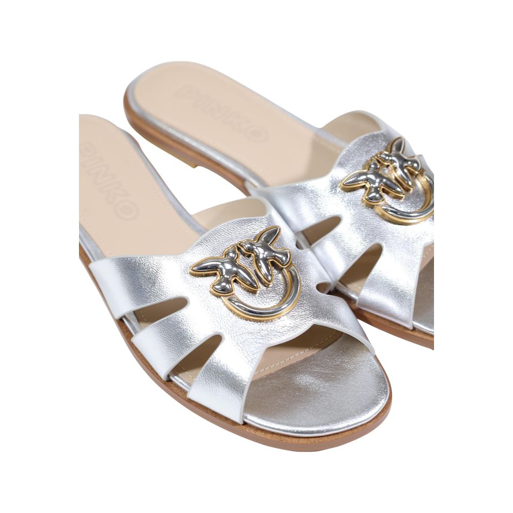 PINKO White Leather Slippers