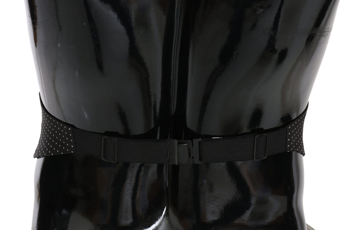 Dolce & Gabbana Black Dotted Waist Belt Silk Cummerbund