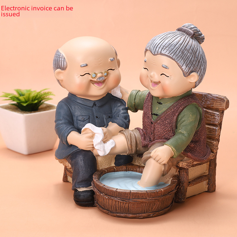 Creative Elderly Couple Figurine for Home Decor Gift