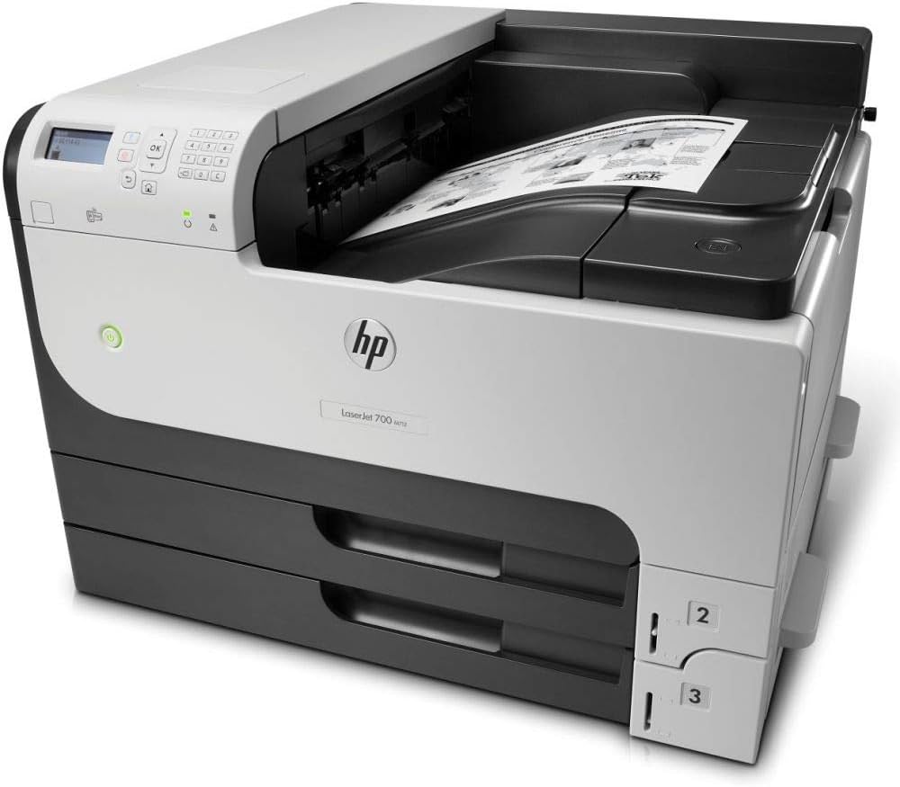 HP PRINTER LASER MONOCHROME ENTERPRISE M712DN A3, 41PPM A4 / 20PPM A3, 1200 X 1200 DPI, 800MHZ, 512MB, 8GB SSD STORAGE, DC:100K, NUMBER OF USERS: 10-30, DUPLEX, 3X TRAYS 600 SHEETS, USB, LAN, 1YW