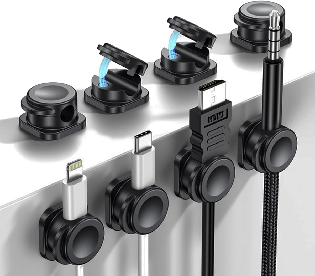 Cord Organizer Magnetic Cable Clips Cable Management Cord Management with Enhanced Adhesive Desk Organizer Office Desk & Computer Accessories for Office Desk Nightstand Wall Car