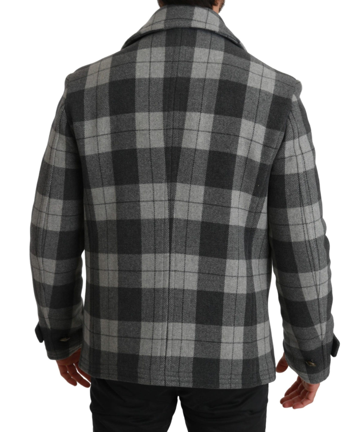 Dolce & Gabbana Gray Check Wool Cashmere Coat Jacket