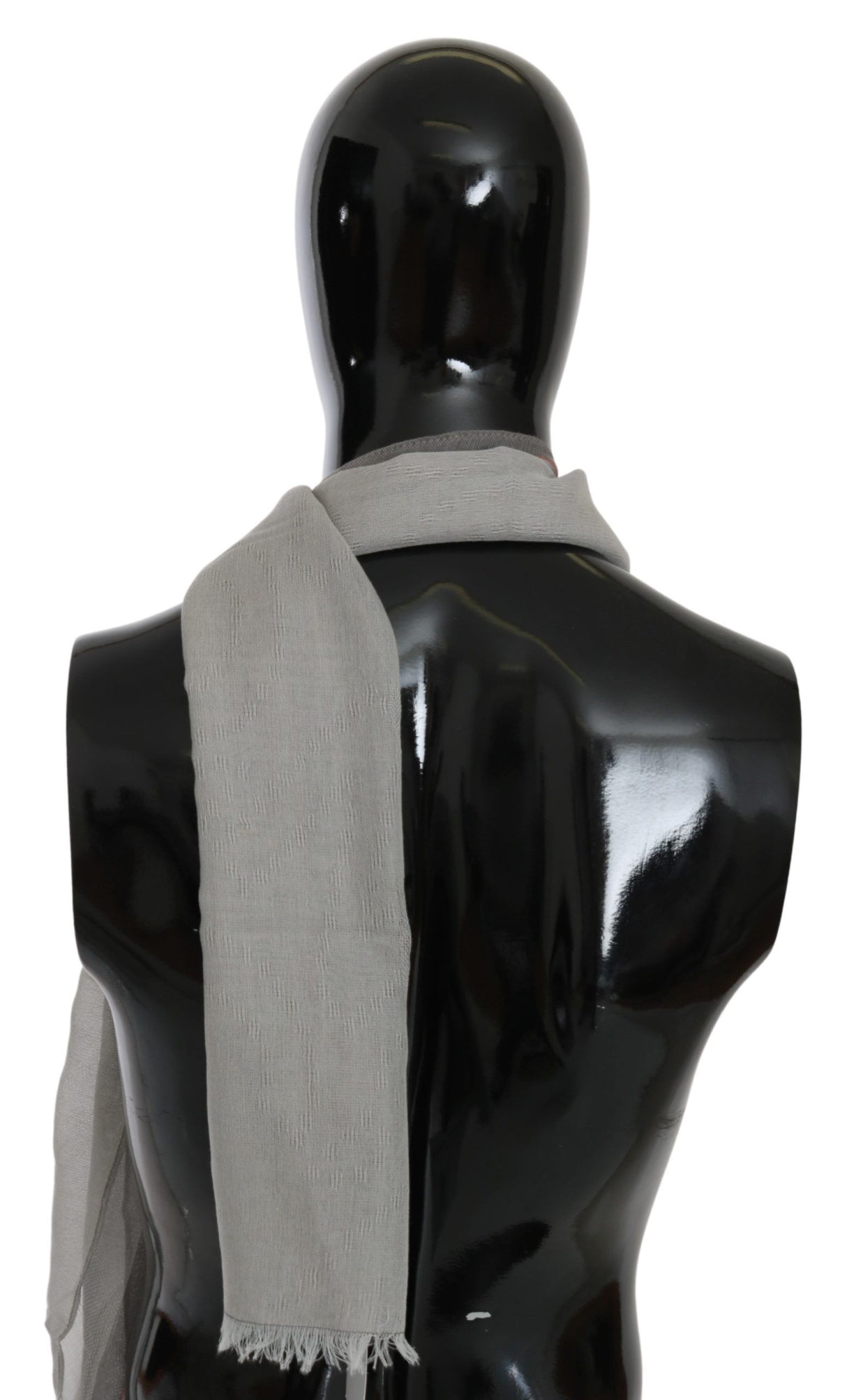 Costume National Gray Fringe Neck Wrap Cotton Scarf