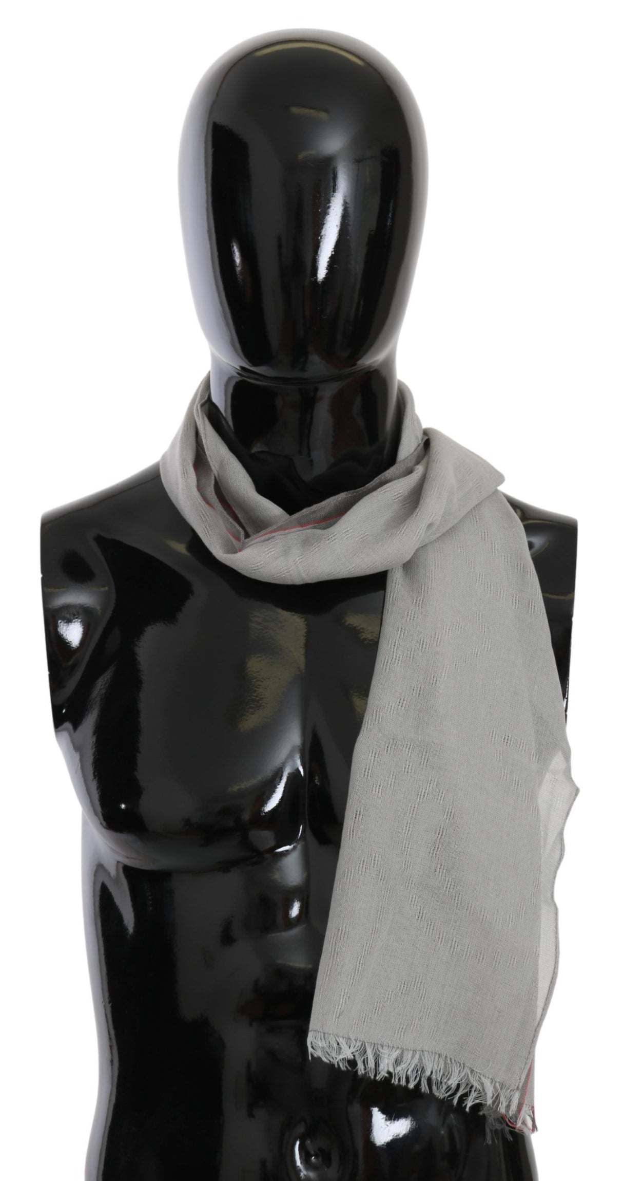 Costume National Gray Fringe Neck Wrap Cotton Scarf