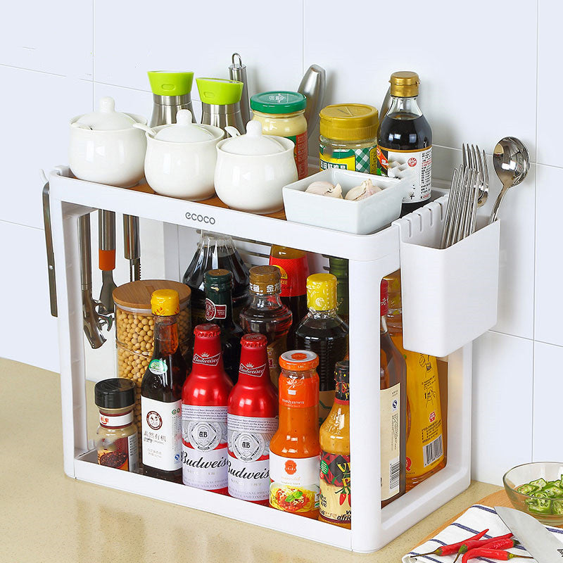 2-Tier Kitchen Storage Rack for Utensils and Spices