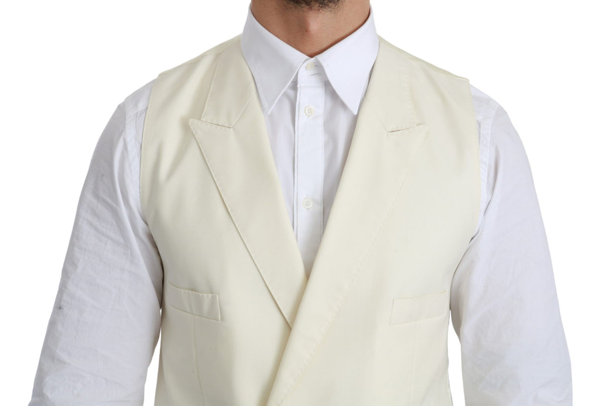 Dolce & Gabbana White Waistcoat Formal Wool Vest