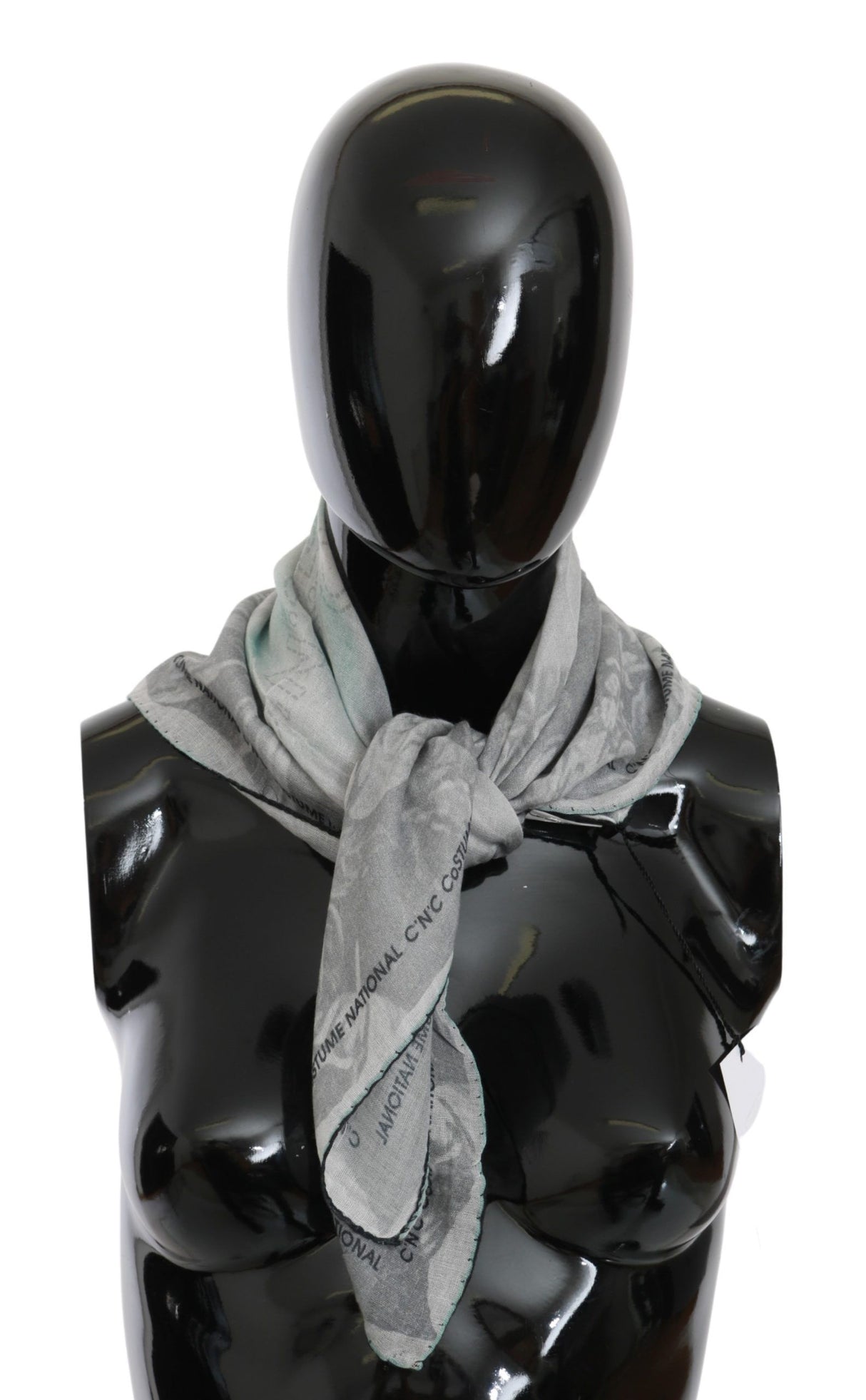 Costume National Gray Silk Shawl Foulard Wrap Scarf