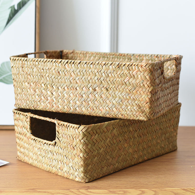 Natural Large Straw Seaweed Basket for Kitchen Storage
