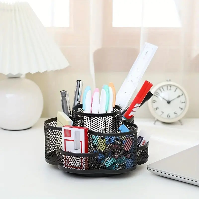 Rotating Plum Blossom Metal Desktop Storage Organizer