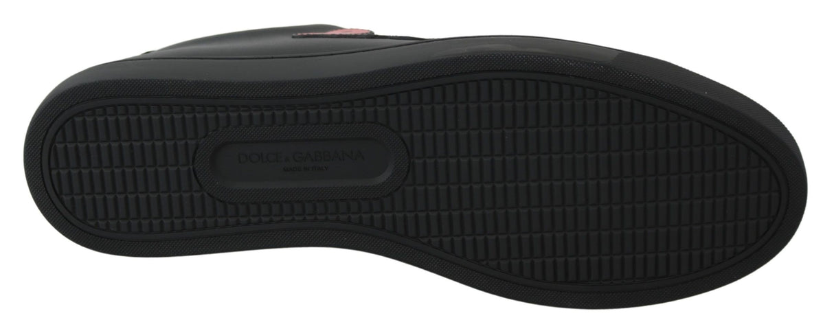 Dolce & Gabbana Black Leather Love Heart Sneakers Womens Shoes