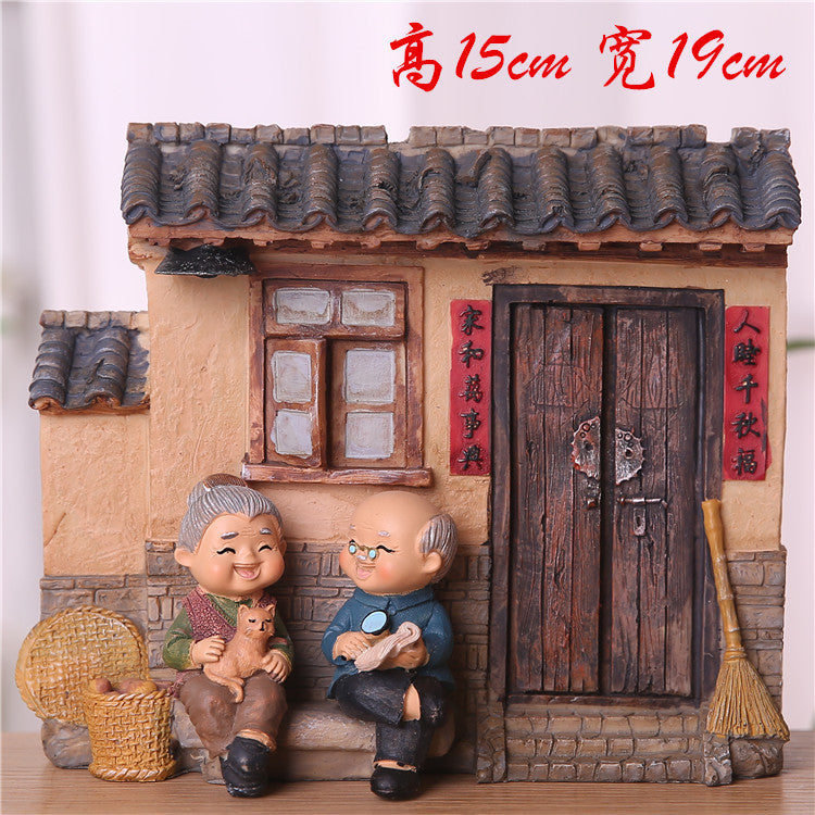 Creative Elderly Couple Figurine for Home Decor Gift