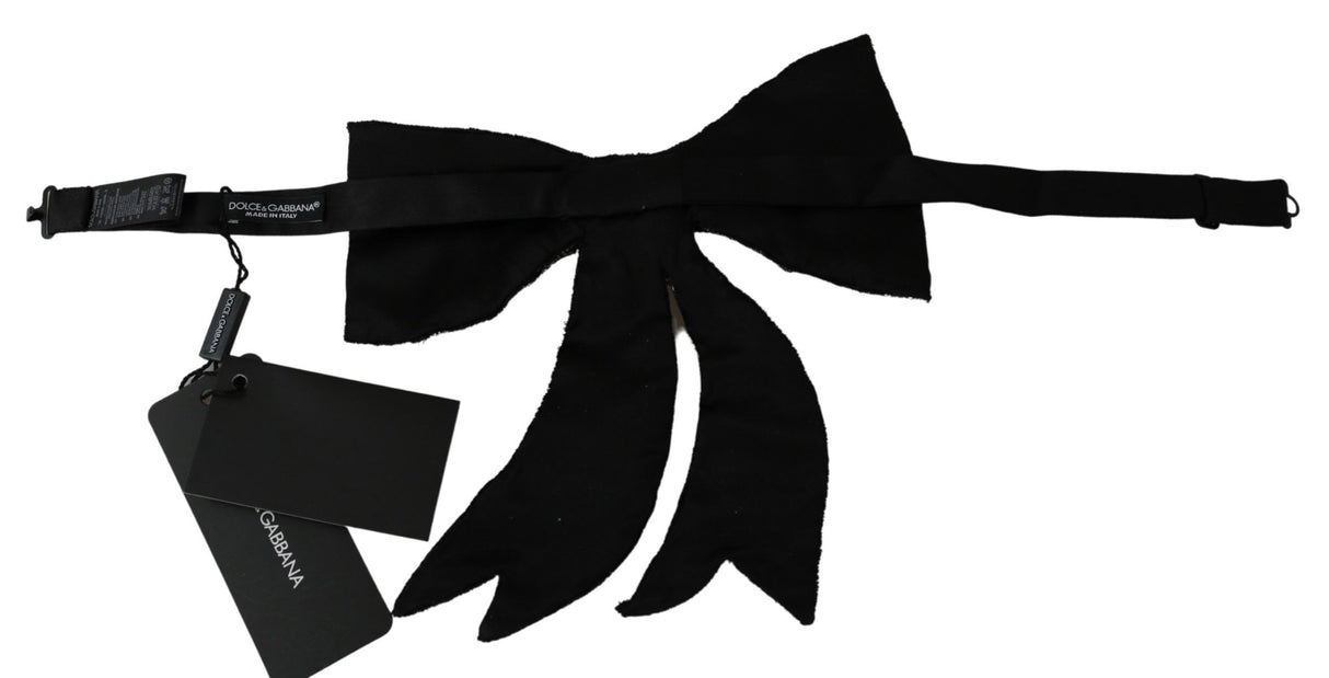 Dolce & Gabbana Silver Tone 100% Silk Crystal Embellished Women Bowtie