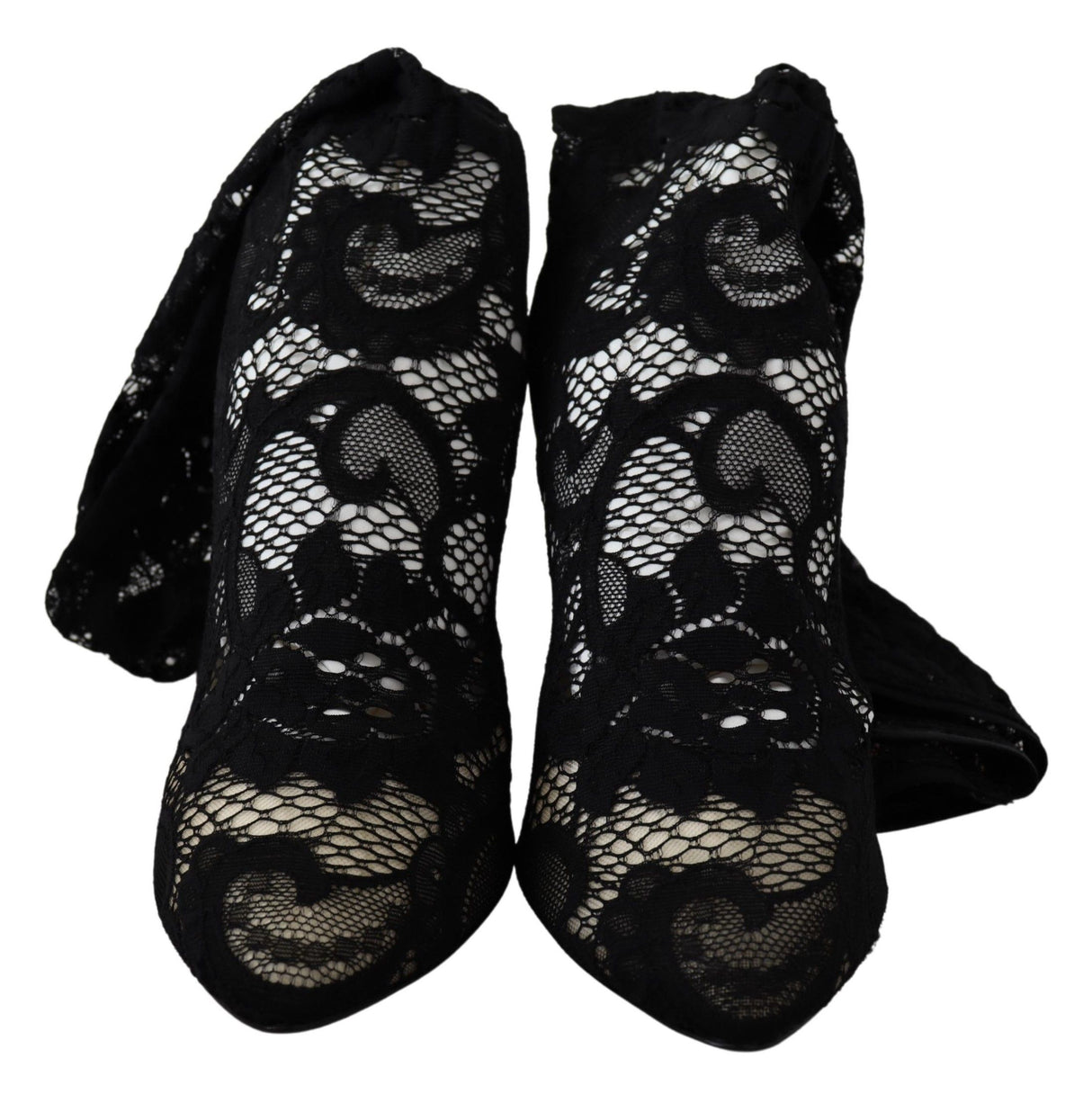 Dolce & Gabbana Black Taormina Lace Socks Boots Shoes Pumps