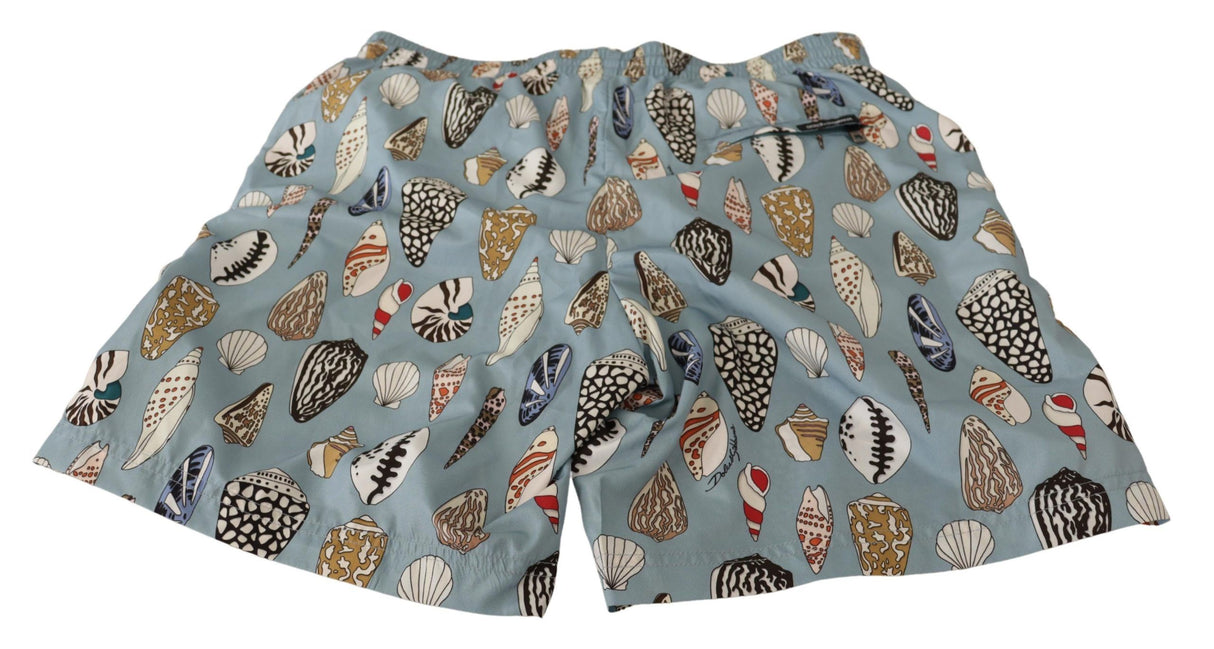 Dolce & Gabbana Blue Seashell Beachwear Swimwear Shorts