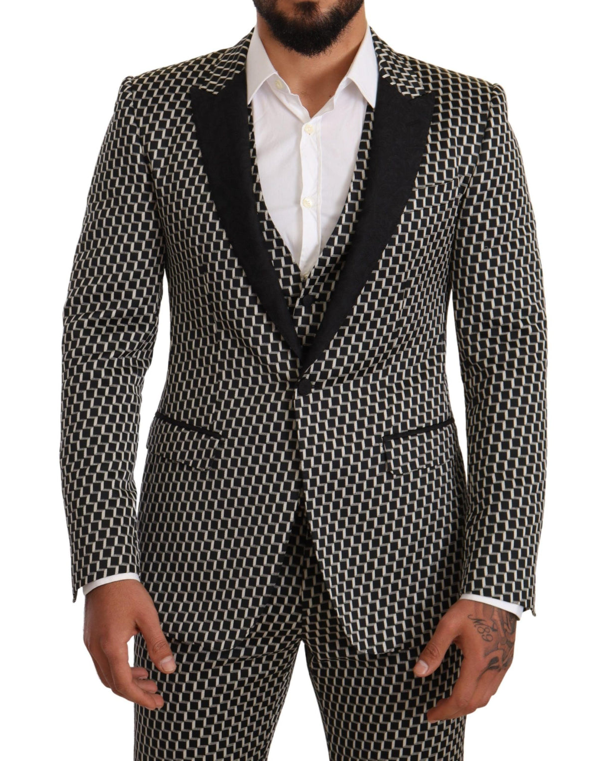 Dolce & Gabbana Dark Gray Check 3 Piece Set MARTINI Suit