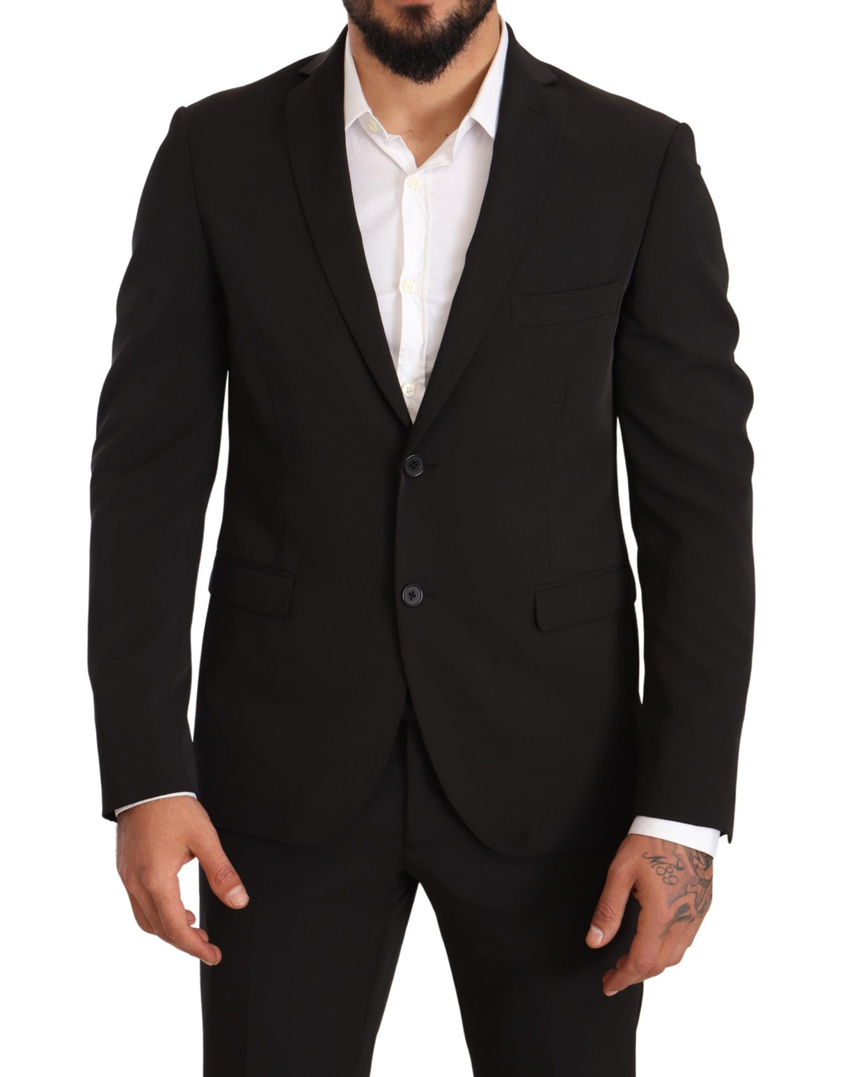 Domenico Tagliente Black Polyester Slim 2 Piece Set TAGLIENTE Suit