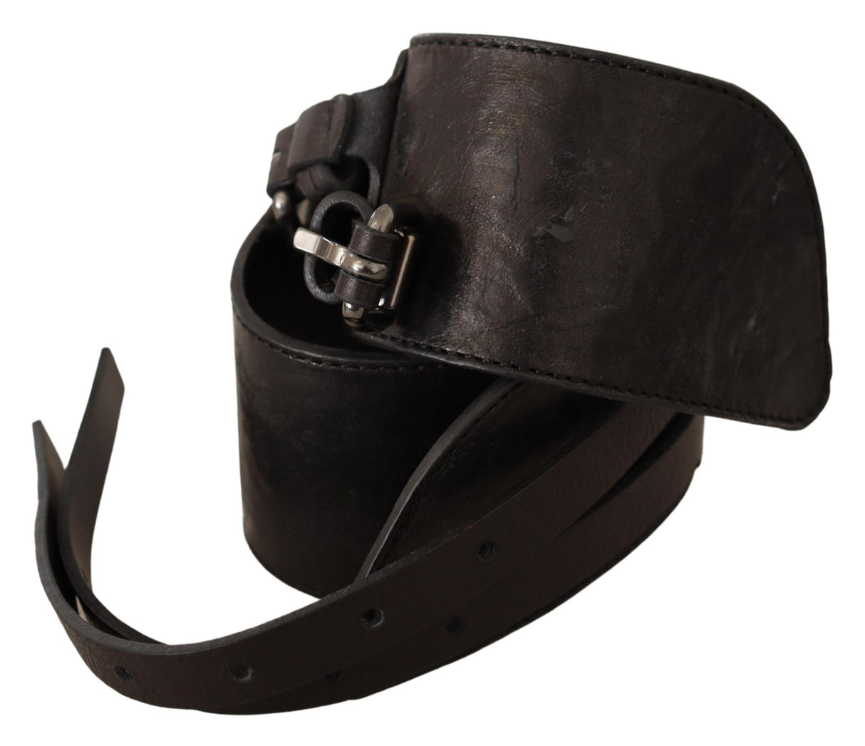 Costume National Dark Brown Leather Double Buckle Belt
