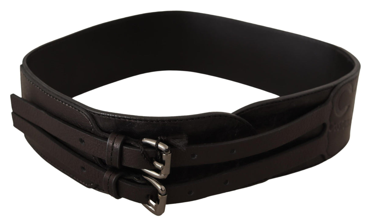 Costume National Dark Brown Leather Double Buckle Belt