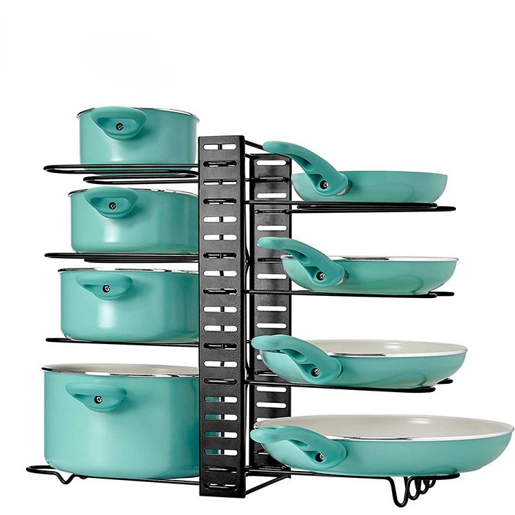 Adjustable Double-Sided Iron Pot Rack for Kitchen Storage