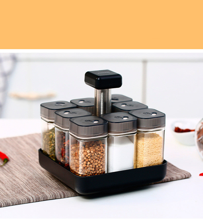 Glass Spice Jar Organizer for Kitchen Seasonings