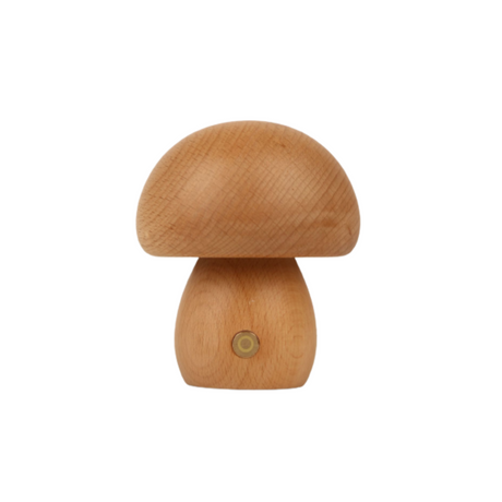 Wooden Mushroom LED Night Light - Rechargeable & Portable