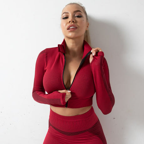 Seamless Jacket Zipper Suit for Fitness Yoga Wear