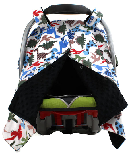 Dear Baby Gear Deluxe Car Seat Canopy - Infant Car Seat Cover - Baby Car Seat Covers - Carseat Canopy for Infant Car Seats - Car Seat Cover (Prehistoric Multicolored Dinosaur Black Dot 40"x30")