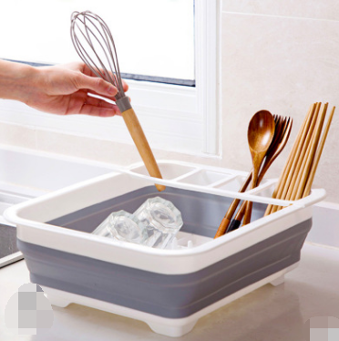 Folding Kitchen Dish Drainer and Storage Organizer