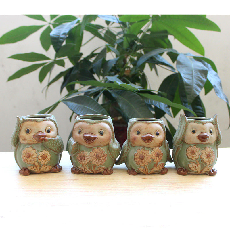European Ceramic Animal Planter for Succulents - Penguin