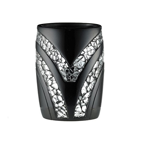 Zahari Home Sinatra Bath Tumbler Toothbrush and Toothpaste Holder Makeup Brushes Organizer Black