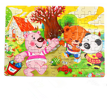 80-Piece Wooden Puzzle Set - Cartoon Educational Toy