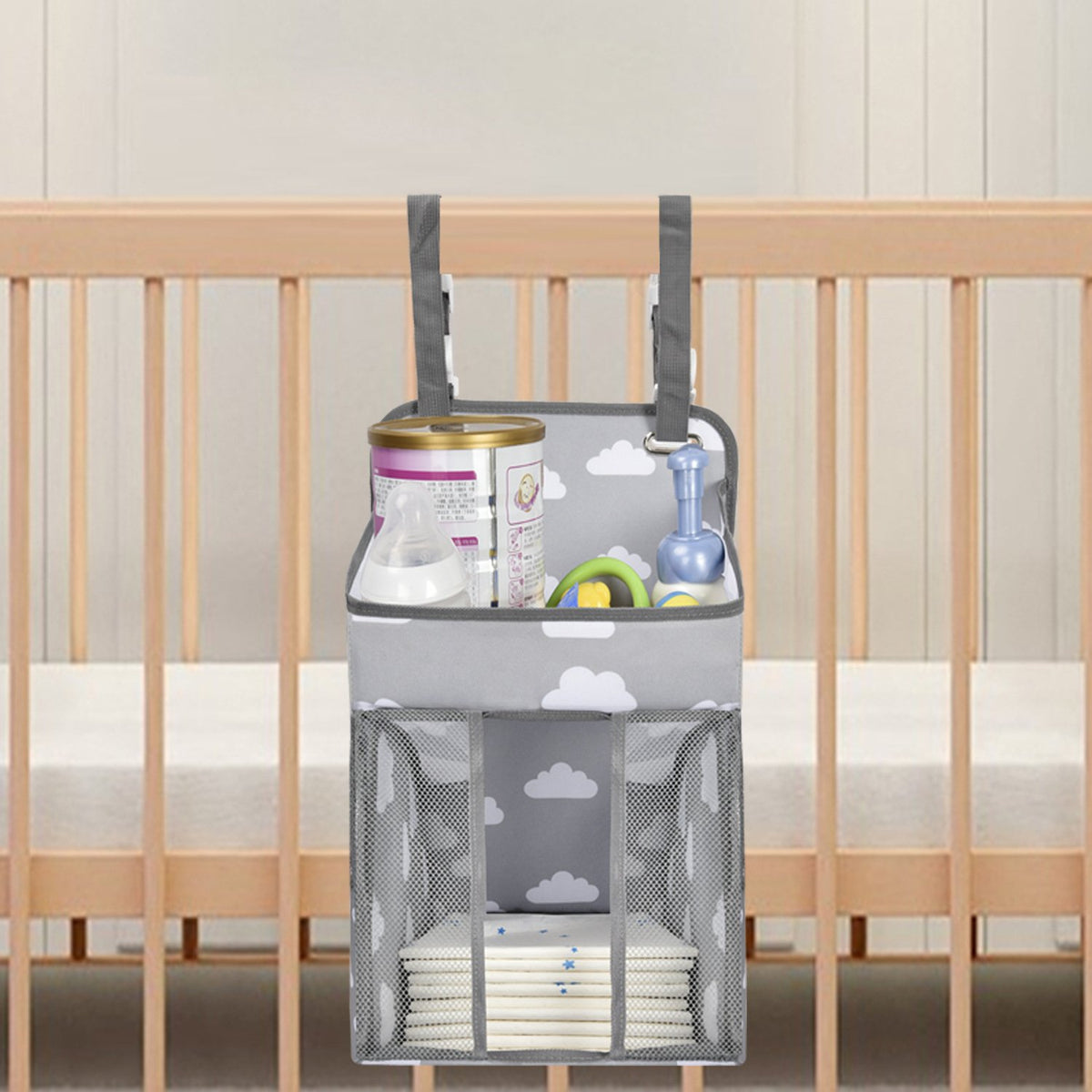 Baby Hanging Diaper Bedside Storage Bag in Oxford Cloth