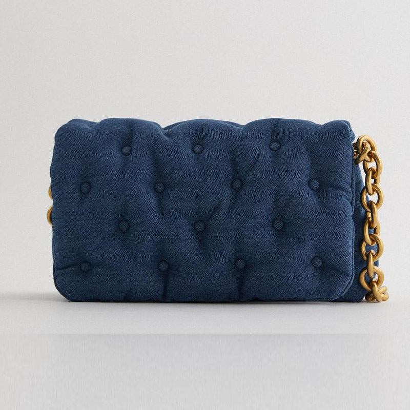 Fashionable Blue Quilted Denim Shoulder Bag (2020)
