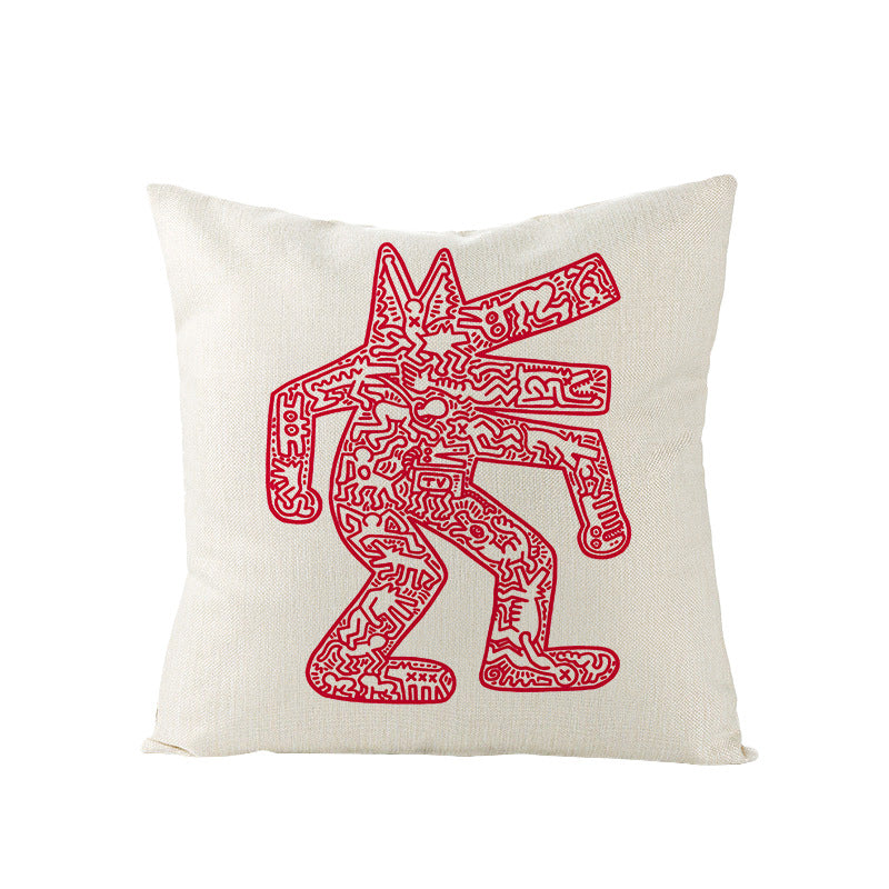 Kaisar Linen Cartoon Heart Pillowcase for Home Decor